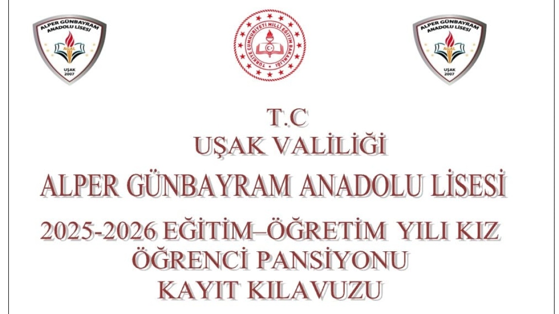2025-2026 Eğitim–Öğretim Yılı Kız Öğrenci Pansiyonu  Kayıt Kılavuzu sitemizin “Pansiyonumuz” bölümünde yayınlanmıştır.